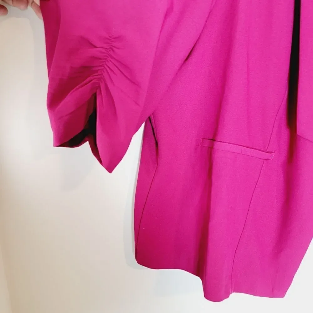 Torrid Velvet Rose Ponte Ruched Sleeve Blazer Pink Size 6 NWT